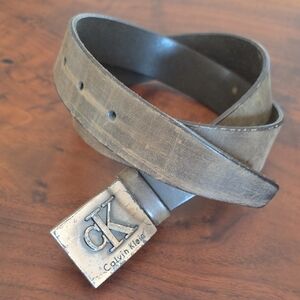Calvin Klein 🍁Rustic🍁 NWOT Tan Leather Belt with Silver Buckle 🍁